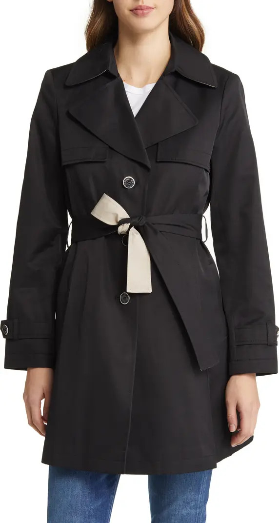 Water Repellent Contrast Trim Trench Coat | Nordstrom