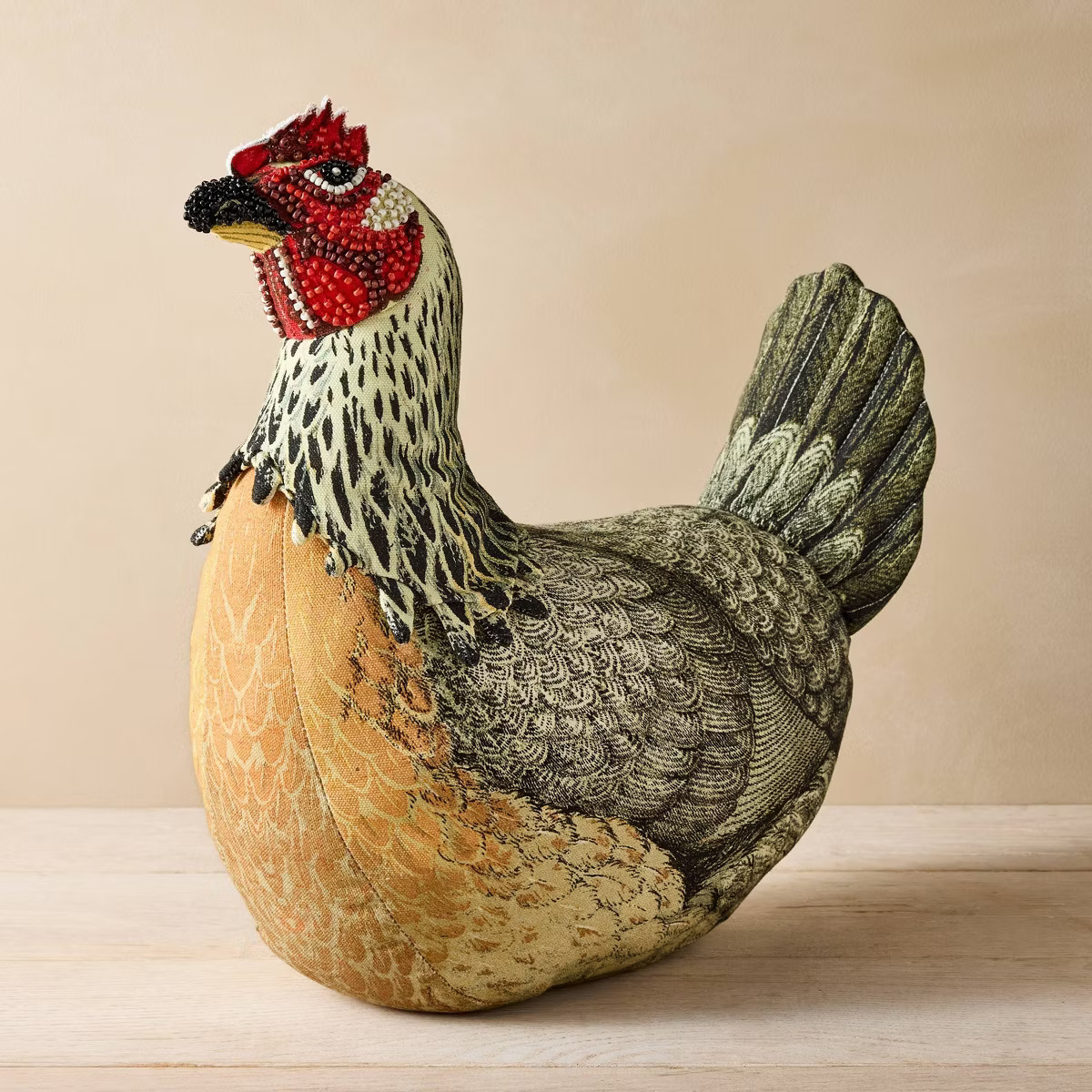 14"x13" Beaded Chicken Novelty Plush Pillow - John Derian for Target | Target
