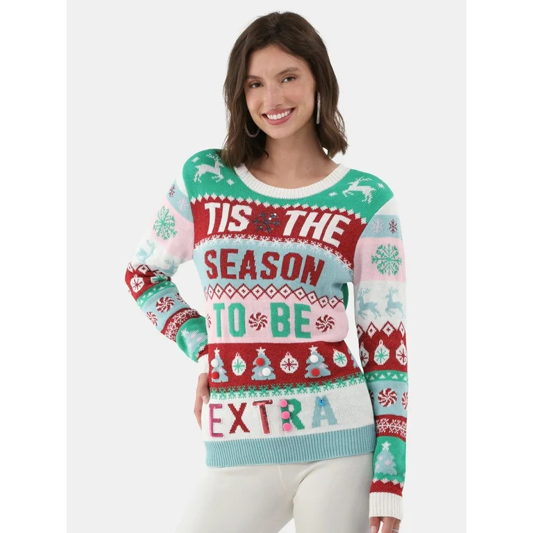 No Boundaries Christmas Sweater, Women's and Women's Plus | Walmart (US)
