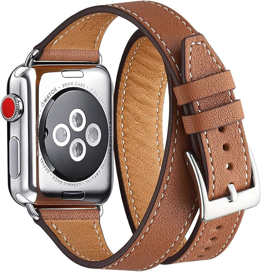 Bestig Compatible for Apple Watch Band 42mm 44mm 45mm 49mm, Genuine Leather Double Tour Designed ... | Amazon (US)