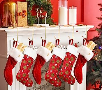 365park Christmas Stocking Holders for Mantle Set of 6,Upgrade Non-Slip Fireplace Stocking Holder... | Amazon (US)