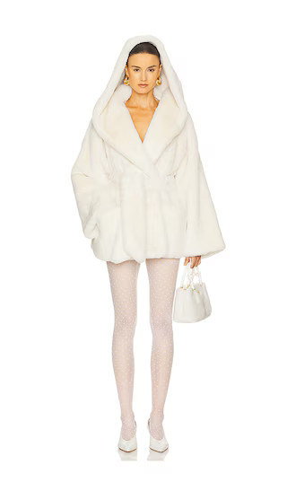 Helsa The Hooded Faux Fur Coat in White. - size L | Revolve Clothing (Global)