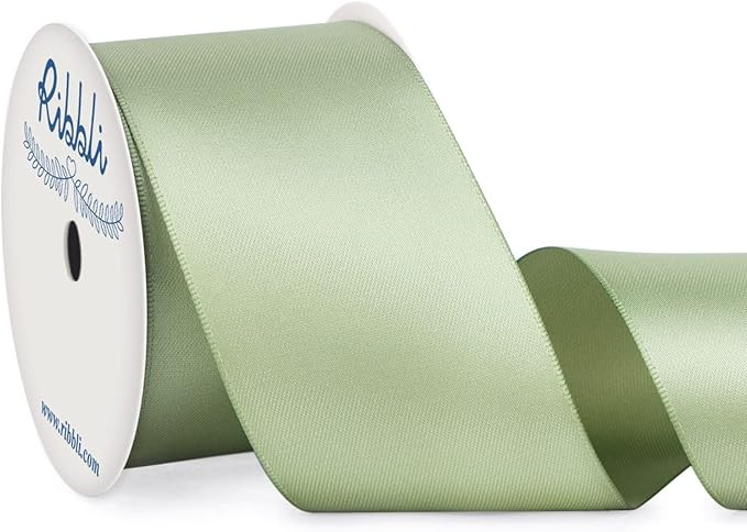Ribbli Dusty Sage Satin Ribbon Double Faced Satin 2 Inch x Continuous 10 Yards-Sage Green Ribbon ... | Amazon (US)
