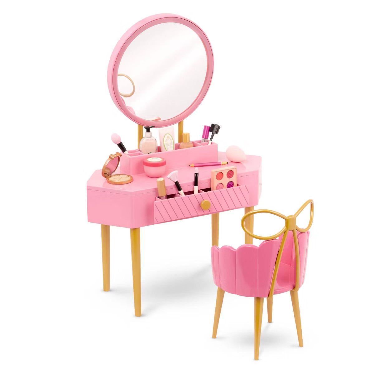 Our Generation Fabulous Fun Pink Vanity Table & Chair Dollhouse Accessory Set for 18'' Dolls | Target
