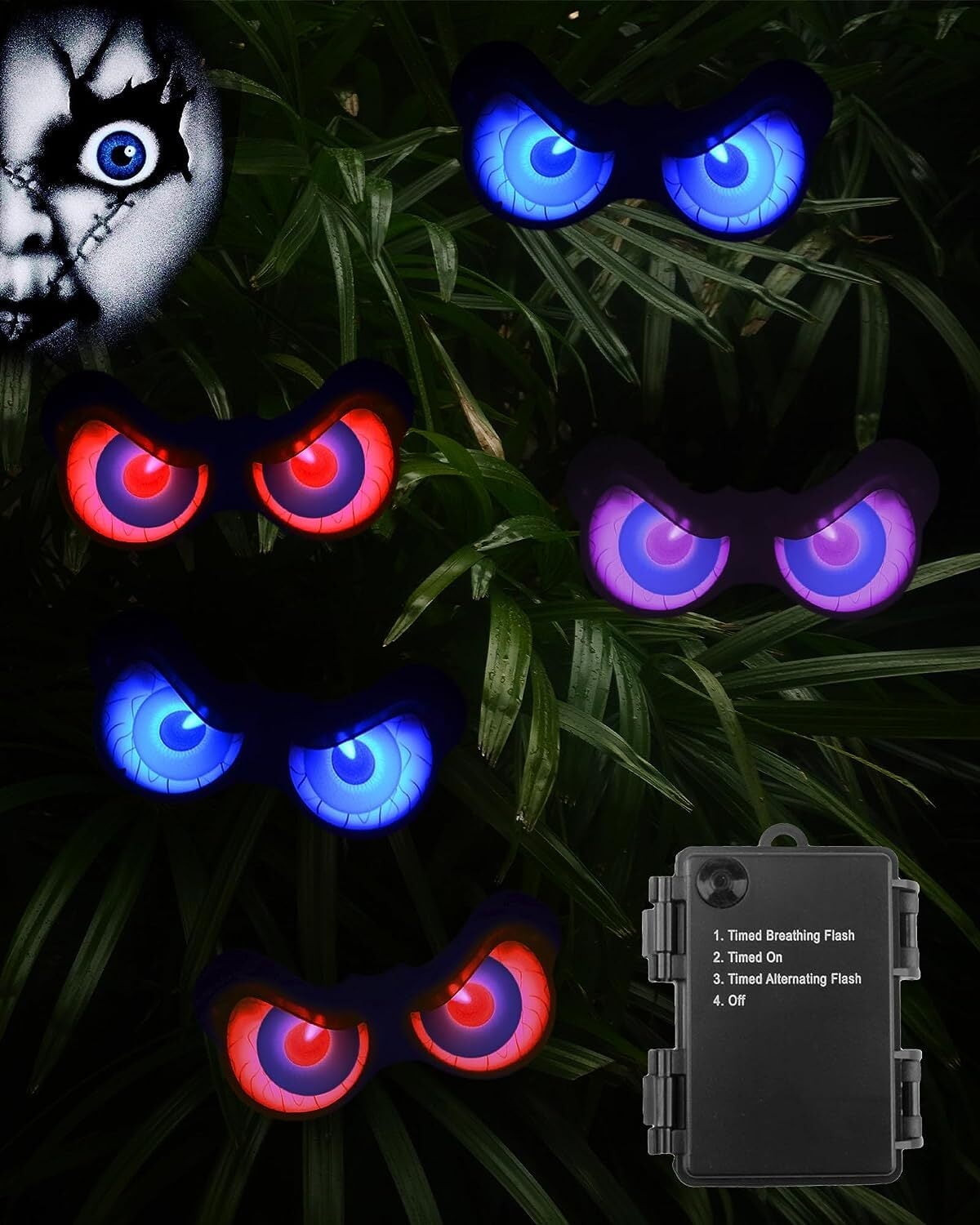Sewawe Halloween Flashing Peeping Eyes, Spooky Animated LED Eyes, Halloween Decorations - Walmart... | Walmart (US)