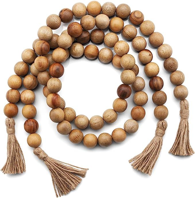 Nanalou 2 Pack Wood Bead Garland | Add a Touch of Boho Style to Your Farmhouse Décor with All-Na... | Amazon (US)