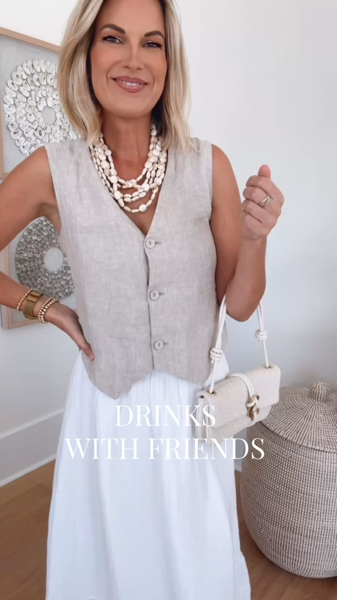 Happy hour outfit. I am 5’11” wearing small in the linen vest and skirt.

#LTKOver40 #LTKTall #LTKootd