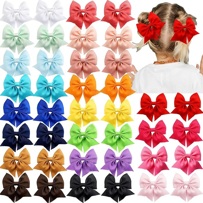 C\u00c9LLOT 40pcs 2.75 inch Hair Bows for Girls Grosgrain Ribbon Toddler Hair Bows Alligator Clip... | Amazon (US)