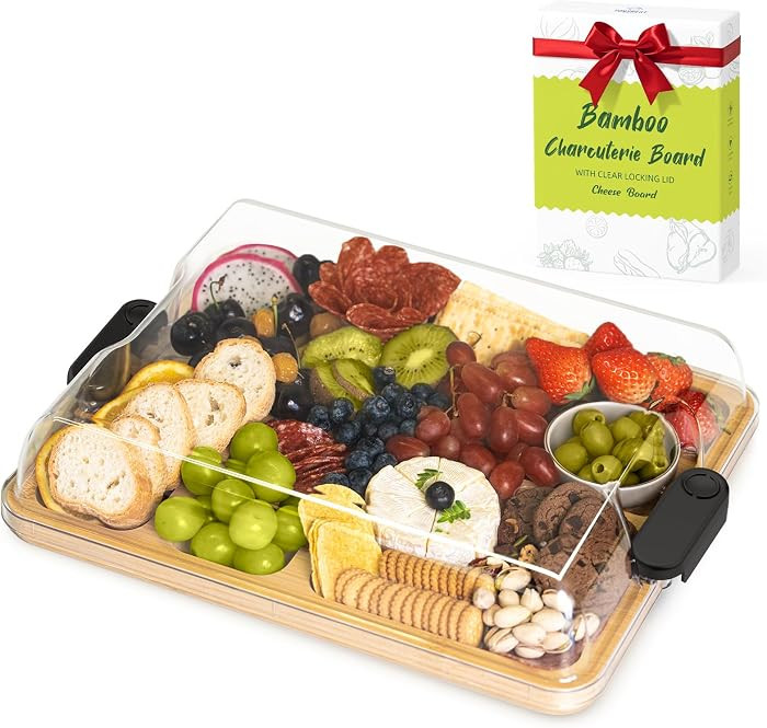 2-in-1 Charcuterie Board with Lid, Large Cutting Board for Kitchen, Travel Portable Bamboo Cheese... | Amazon (CA)