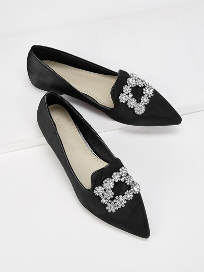 Rhinestone Decor Pointed Toe Flats | SHEIN
