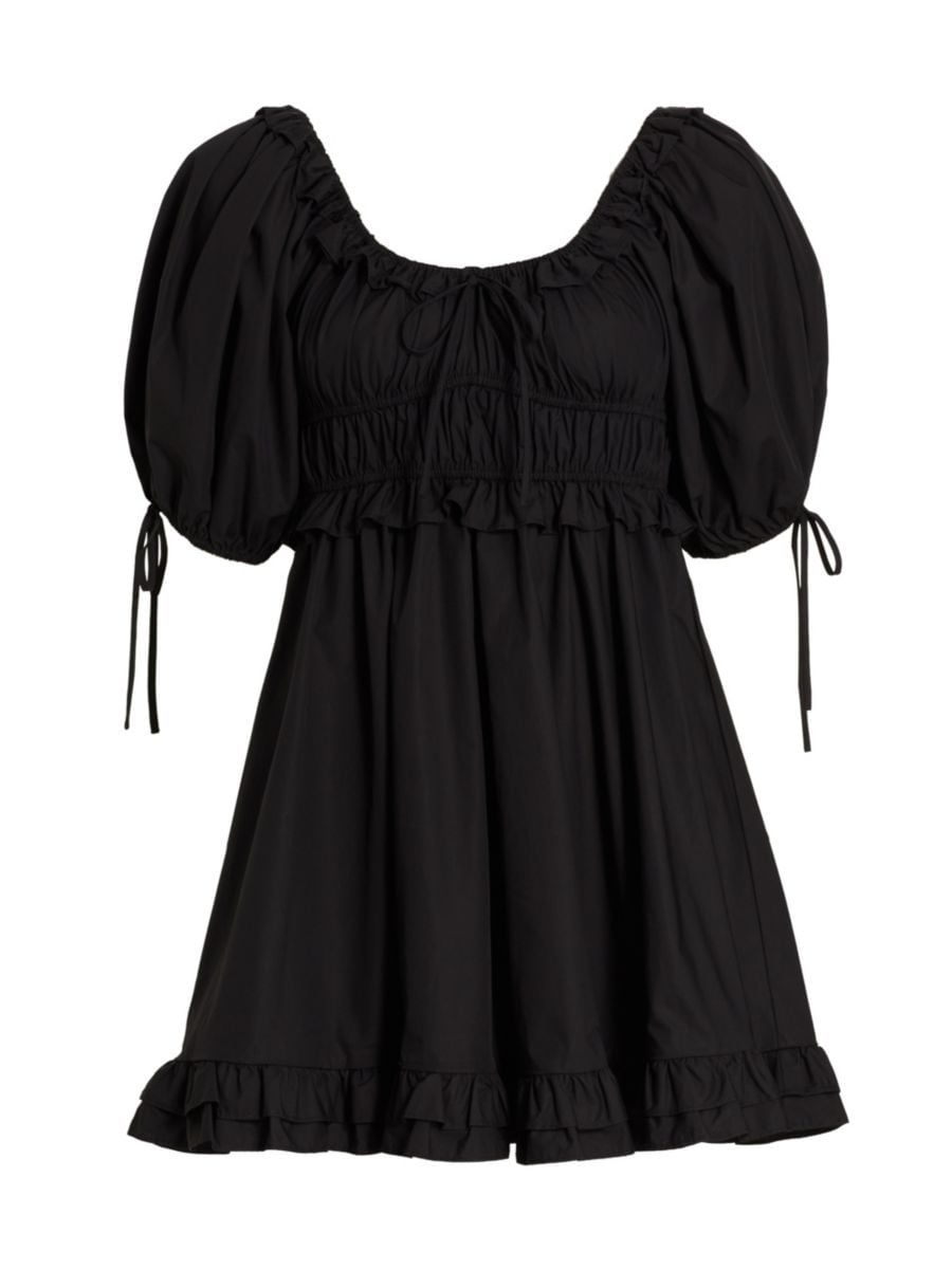 EN SAISON Danielle Smocked Puff-Sleeve Cotton Minidress | Saks Fifth Avenue
