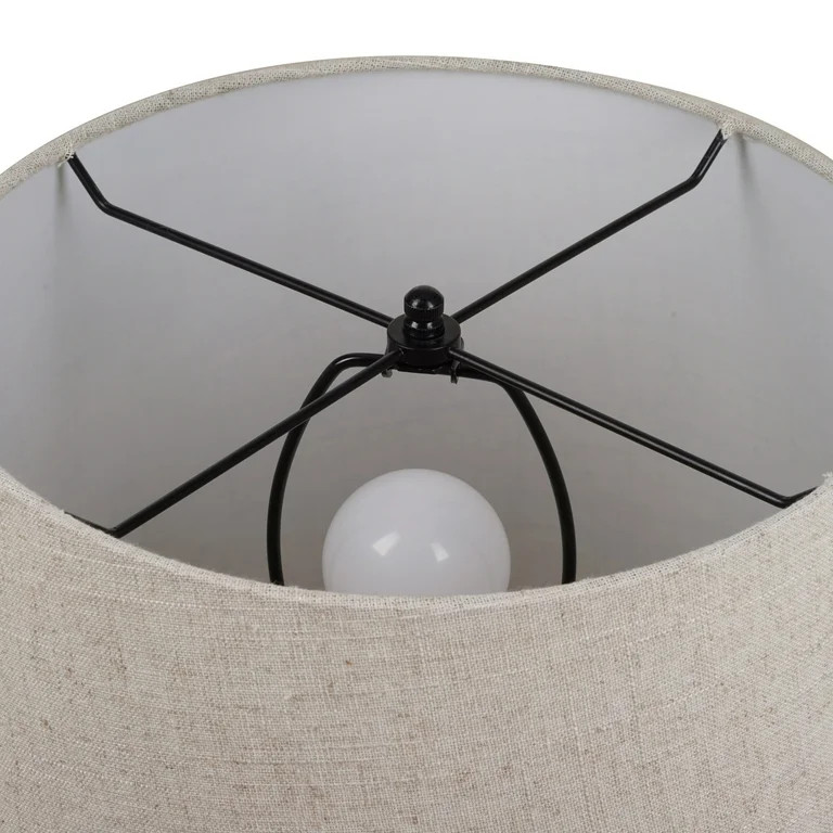 My Texas House 24.25'' Table Lamp with White Fabric Drum Shade Transitional Table Light Fixture f... | Walmart (US)