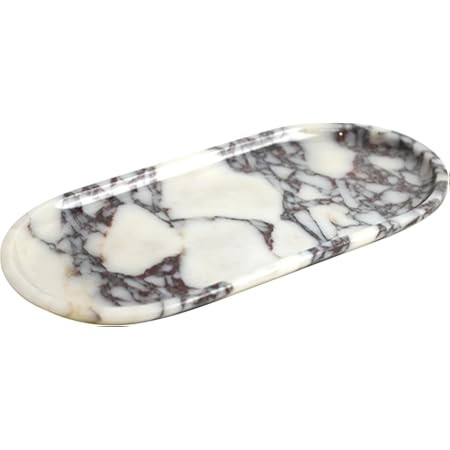Real Natural Marble Tray for Bathroom, Luxury Calacatta Viola Stone Vanity Tray, Decorative Oval ... | Amazon (US)