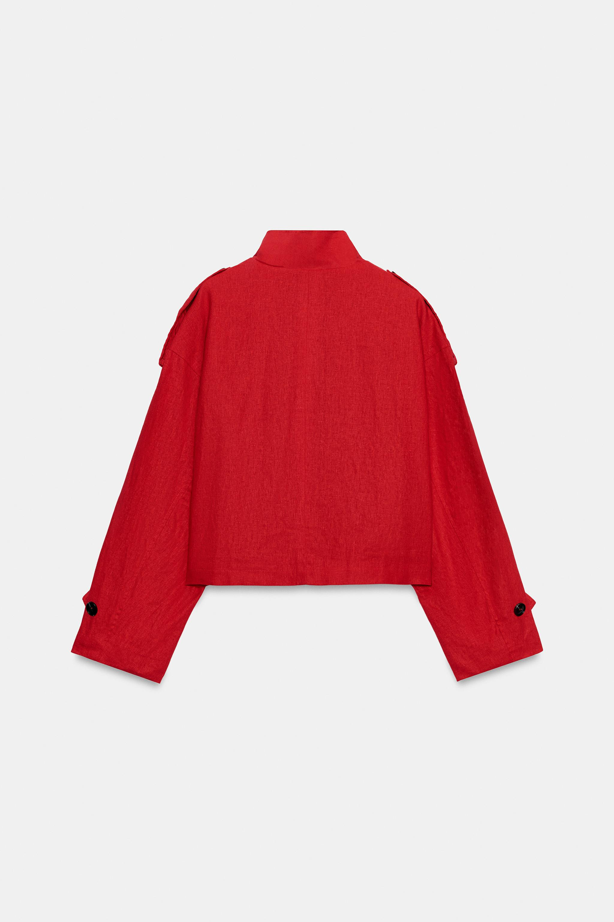 HIGH NECK LINEN BLEND JACKET | Zara UK