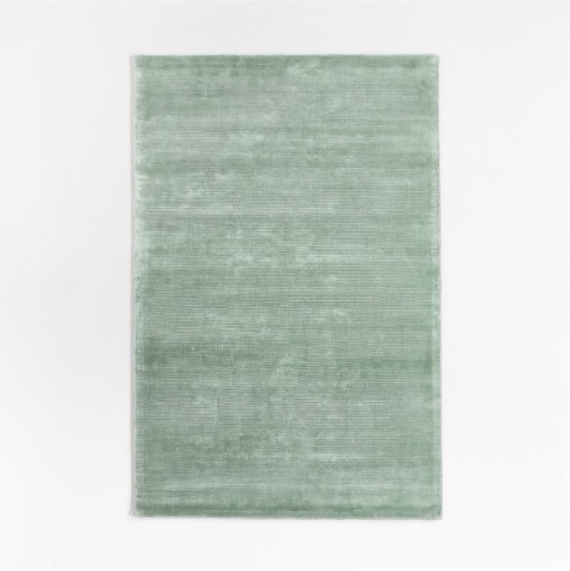 Viscose Double Striped Light Green Kids Area Rug 8x10 | Crate & Kids | Crate & Barrel