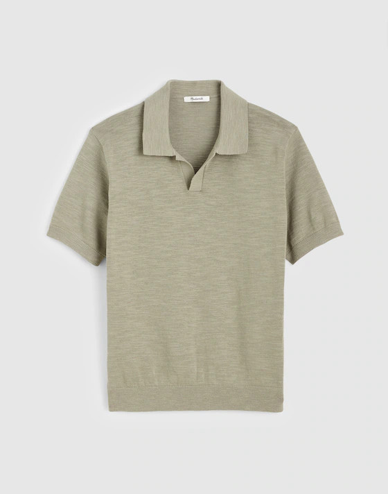 Johnny-Collar Sweater Polo in Slub Knit Cotton | Madewell