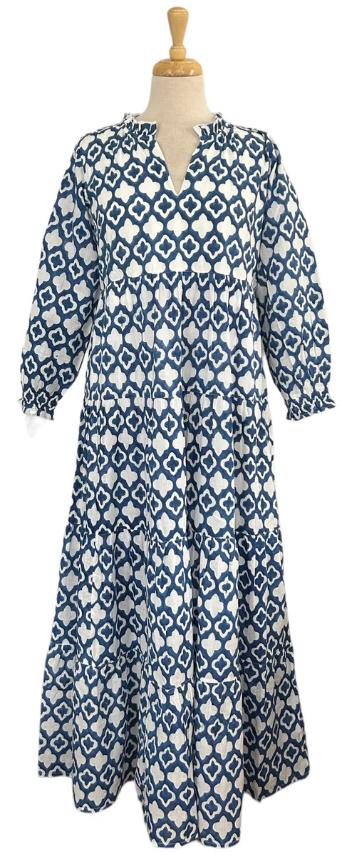 Ginger Maxi Dress Dark Blue Clover | Madison Mathews