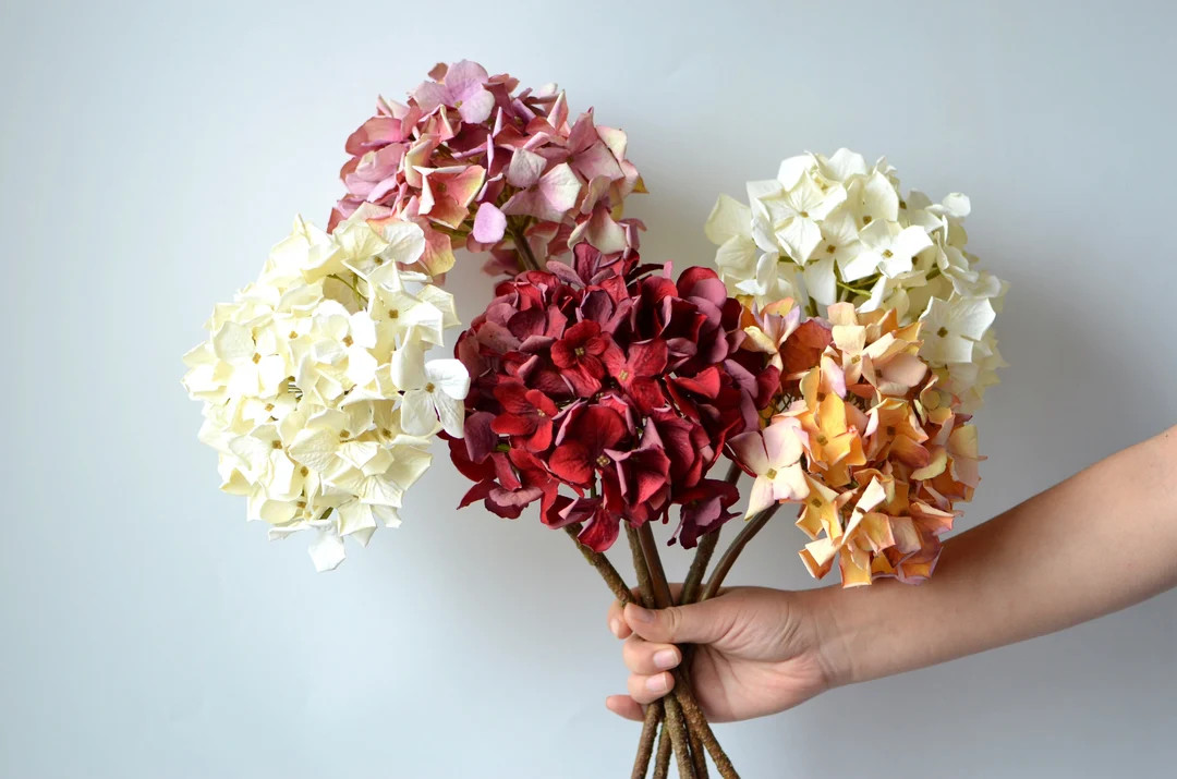 Silk Dried Hydrangeas, Artificial Hydrangeas, Vintage Centerpieces, DIY Silk Wedding Bridal Bouqu... | Etsy (US)