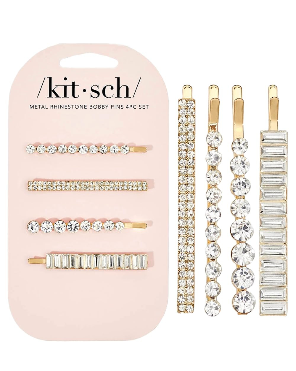 Kitsch Assorted Rhinestone Bobby Pins for Hair, 4 Pieces Hair Clips for Women, Decorative Hair Ac... | Amazon (US)