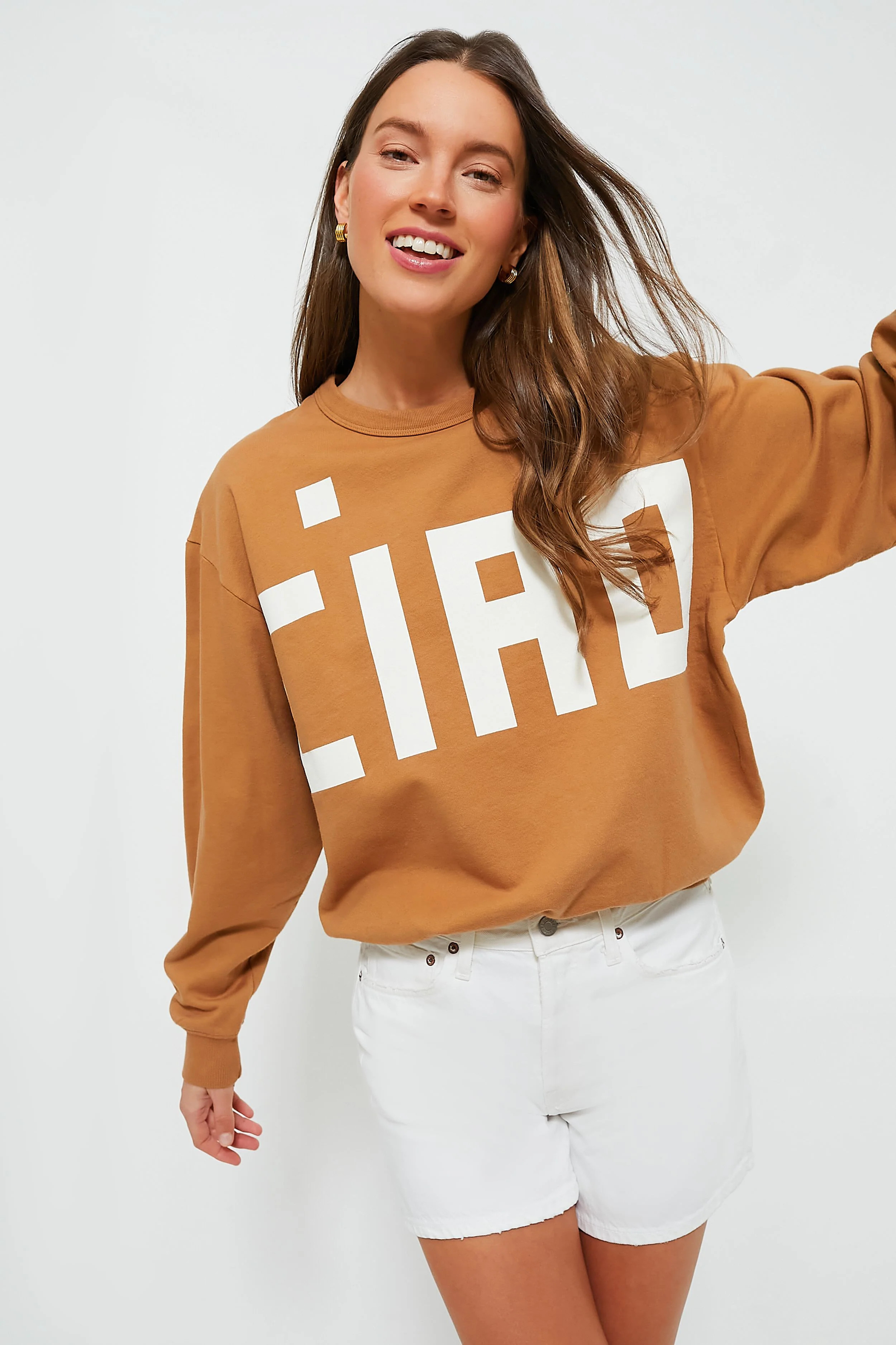 Nutmeg with Cream Block Ciao Oversized Sweatshirt | Tuckernuck (US)