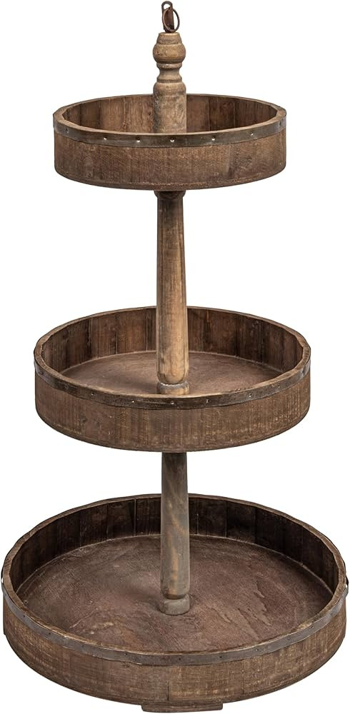 Decorative Wood & Tin 3 Tier Tray | Amazon (US)