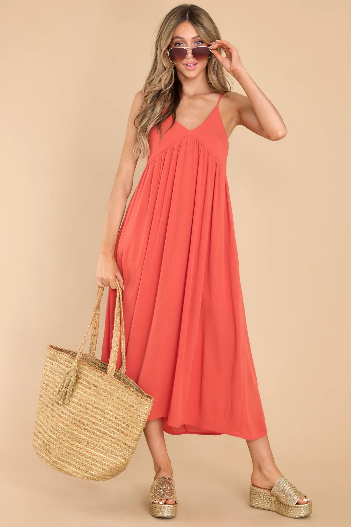 Dear To Me Burnt Orange Midi Dress | Red Dress 