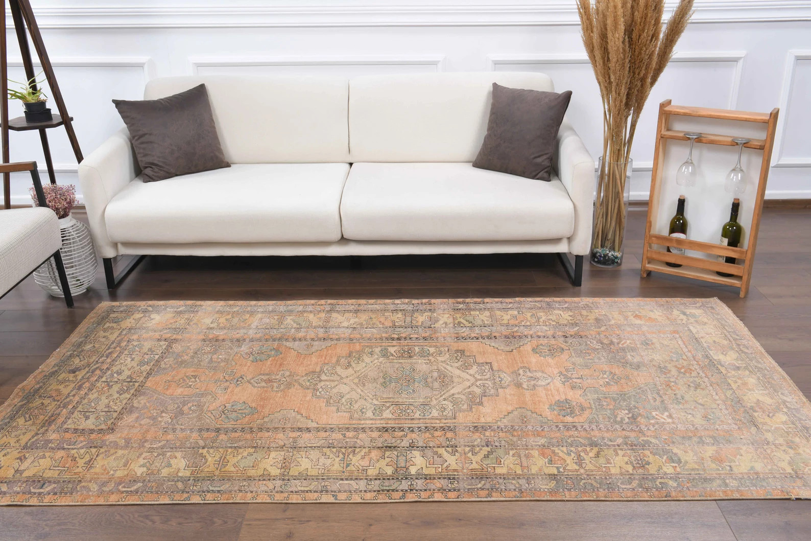 4x8 Vintage Turkish Rug, Oushak Handmade Wool Carpet, Orange Rugs, Area Rug, Farmhouse Decor, One... | Etsy (US)