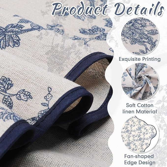 Newwiee Cotton Linen Vintage Rectangle Tablecloth Scalloped Edge Pastoral Table Cover Farmhouse W... | Amazon (US)