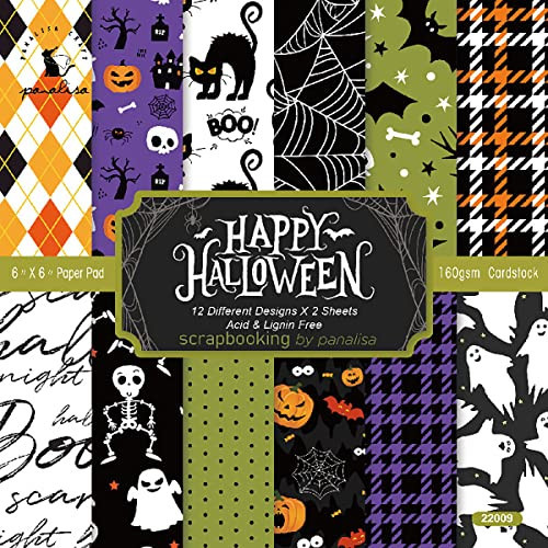 YASMEN Scrapbook Paper Pad - 6"×6” - 24 Sheets Halloween Scrapbooking Supplies Kit - 160gsm Single-Sided Pattern, Designer Planner, Junk Journal Craft Paper, Card Making Supplies | Amazon (US)