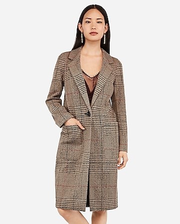 plaid knit car coat | Express