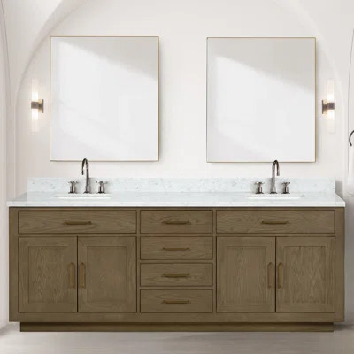 84 In. W X 22 In. D Double Bath Vanity With Carrara Marble Top And Faucet Set | Wayfair North America