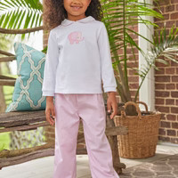 Toddler Girl's Elephant Applique Pant Set | Little English