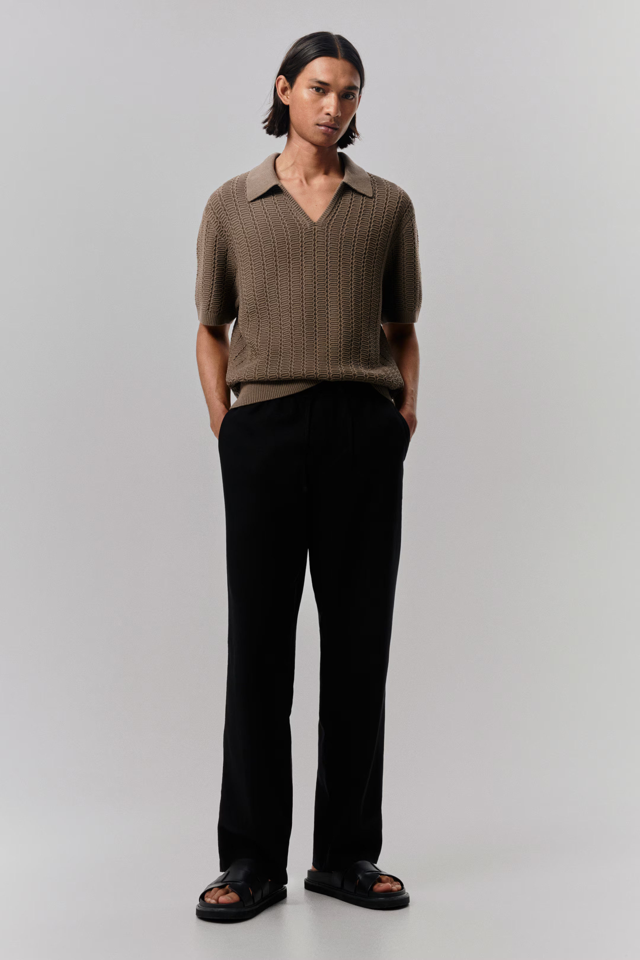 Regular-Fit Textured-Knit Polo Shirt | H&M (US + CA)