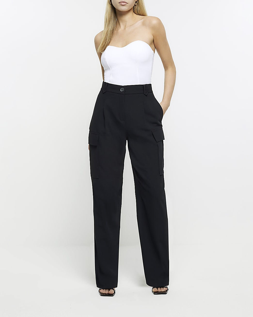 River Island Womens Black Tailored Utility Trousers | River Island (UK & IE)