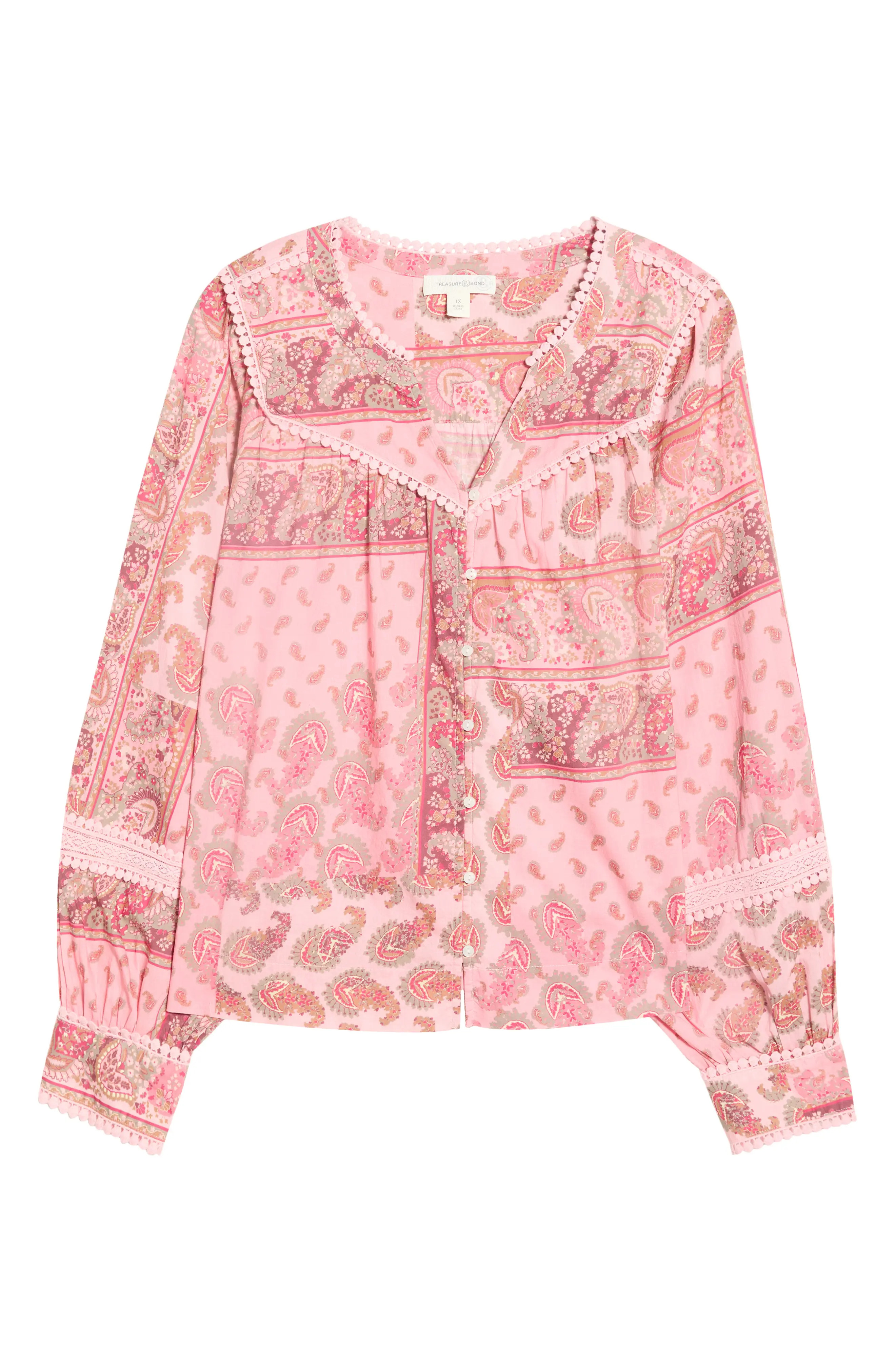 Lace Trim Embroidered Top | Nordstrom