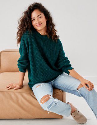 AE Oversized Waffle Knit Sweater | American Eagle Outfitters (US & CA)