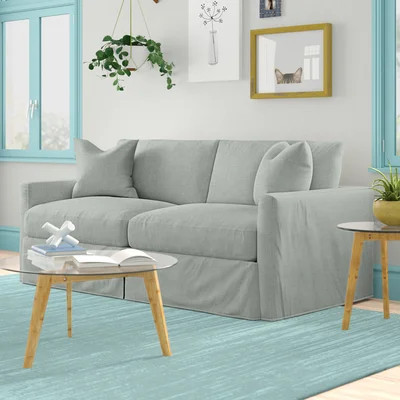 Hartig 84" Square Arm Slipcovered Sofa with Reversible Cushions | Wayfair North America