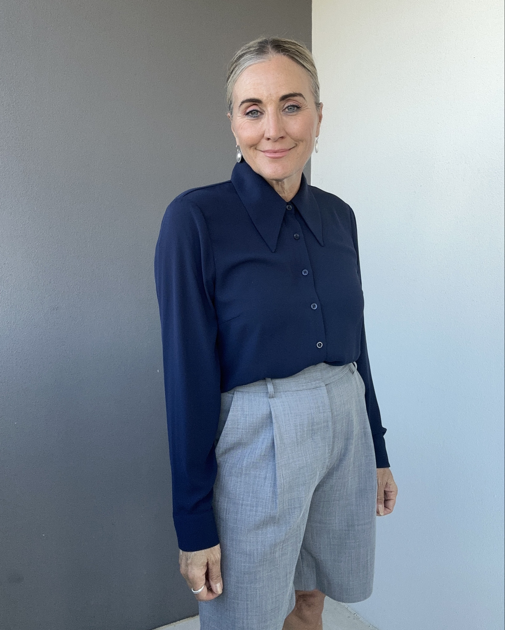 Autumn styling. 
Love wearing long shirts with shorts. A little structured but ultimately a chic, casual look. 
Shorts size 8
Shirt size 12.

#LTKaustralia #LTKover50style #LTKautumn