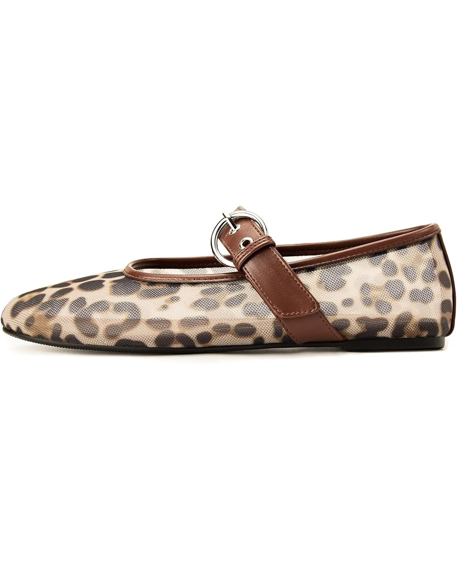 Leopard Flats for Women Mesh Flats Ballet Flats Mary Jane Flats Women's Dress Shoes Ballet Shoes | Amazon (US)