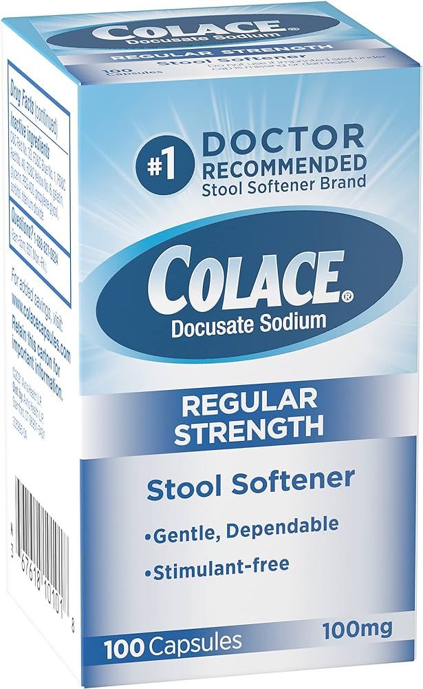 Colace Regular Strength Stool Softener 100 mg Capsules 100 Count Docusate Sodium Stimulant-Free f... | Amazon (US)