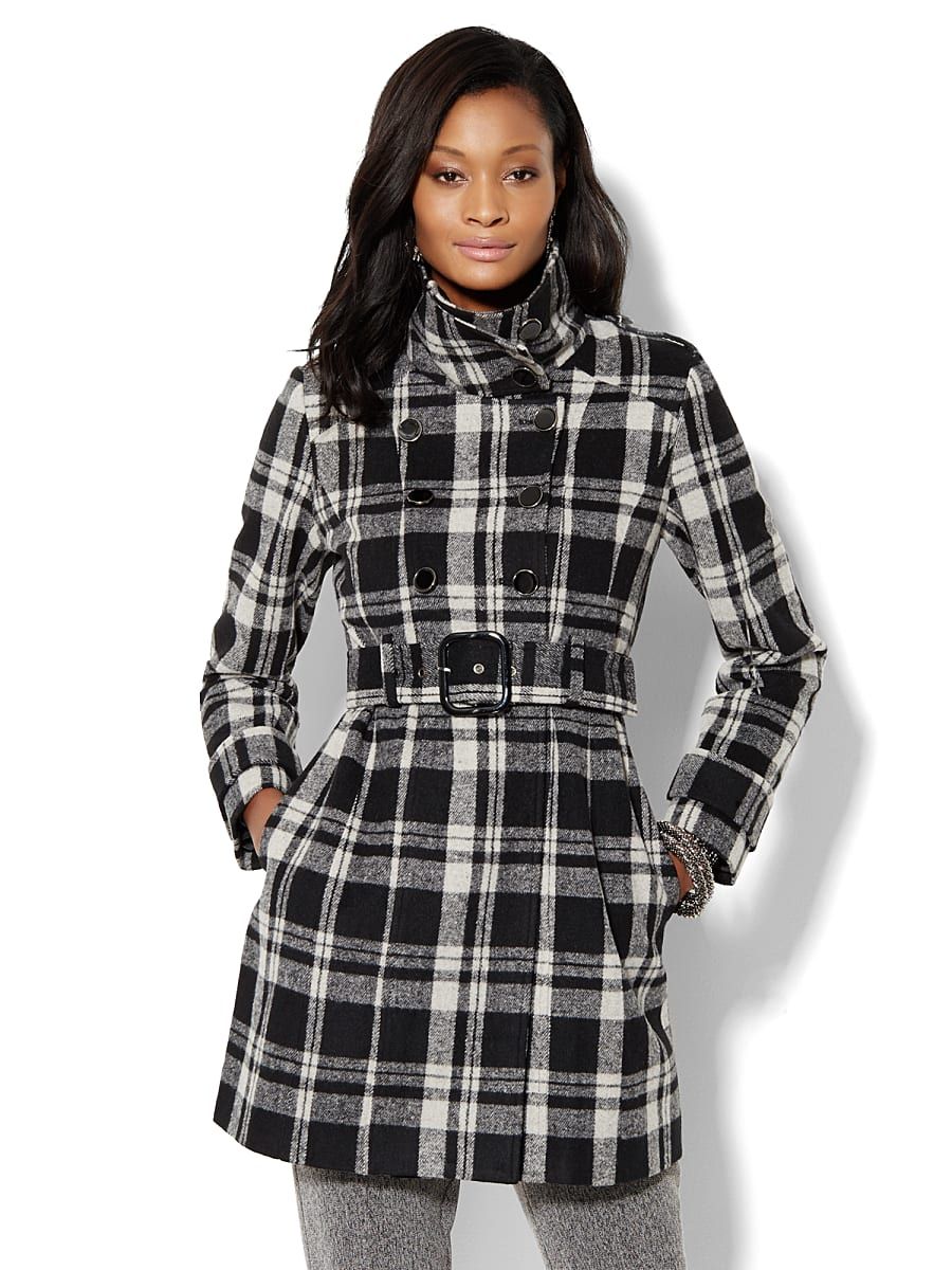 NY & Co Women's 159.95 STAND COLLAR WOOL Black Size Medium Nylon/Polyester/Rayon | New York & Company