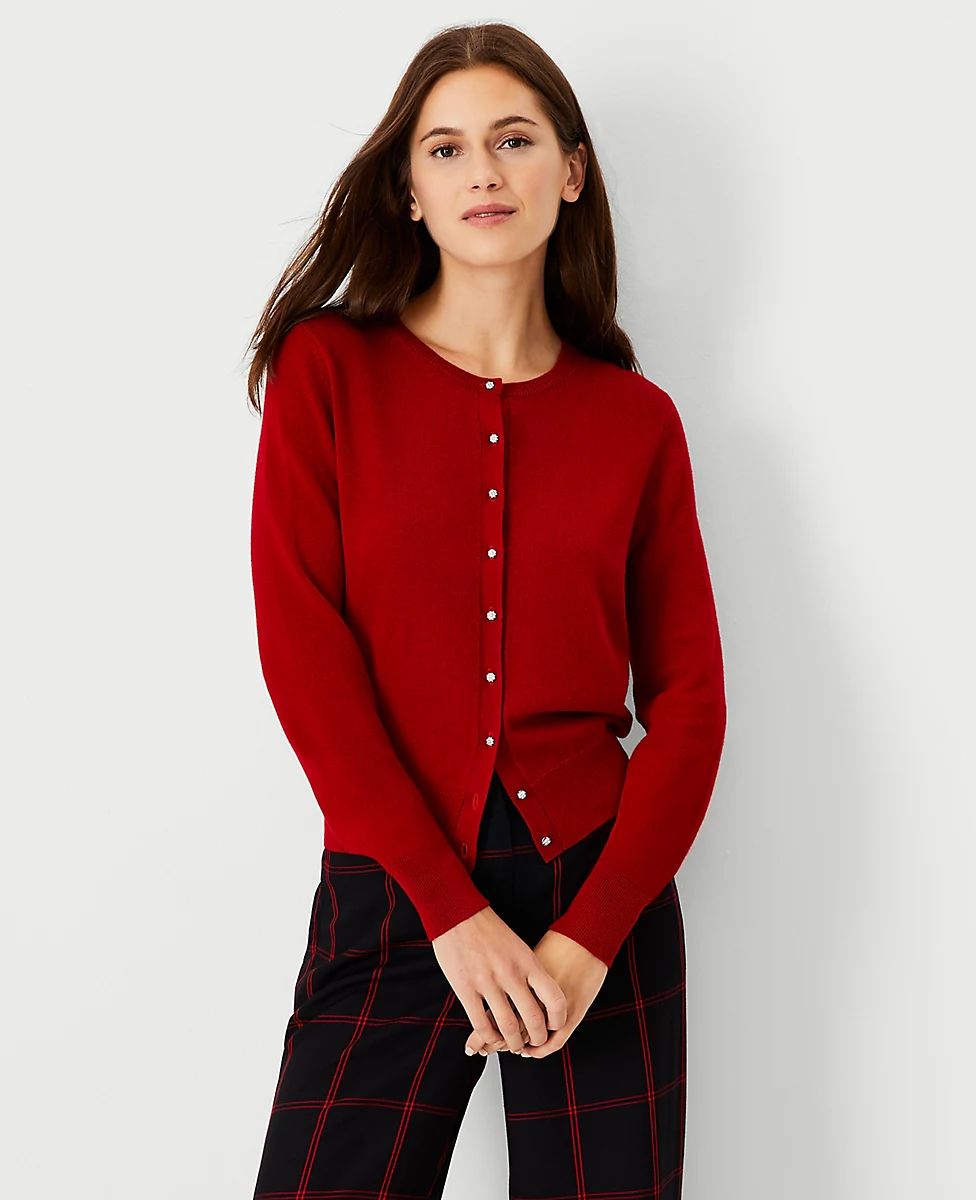 Jeweled Button Ann Cardigan | Ann Taylor (US)