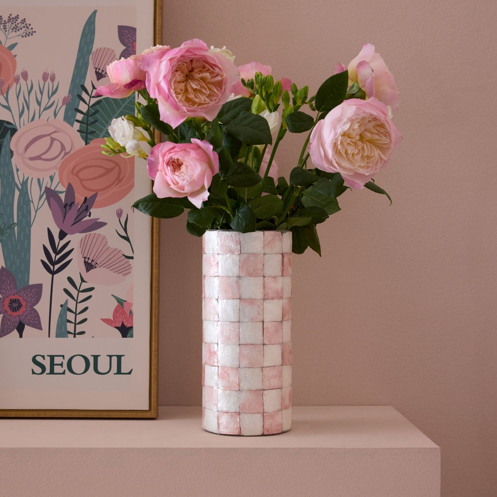 Rosy Check Capiz Small Vase | MacKenzie-Childs