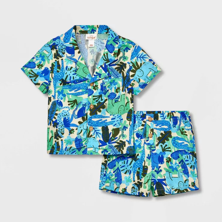 Baby Boys' Jungle Top & Bottom Set - Cat & Jack™ Blue | Target