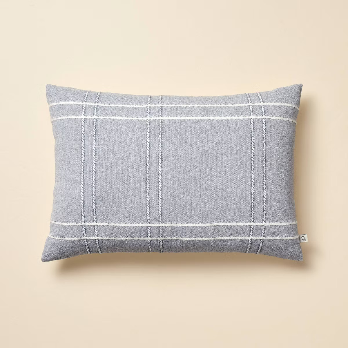 14"x20" Cross Stripe Lumbar Throw Pillow Washed Blue - Hearth & Hand™ with Magnolia | Target