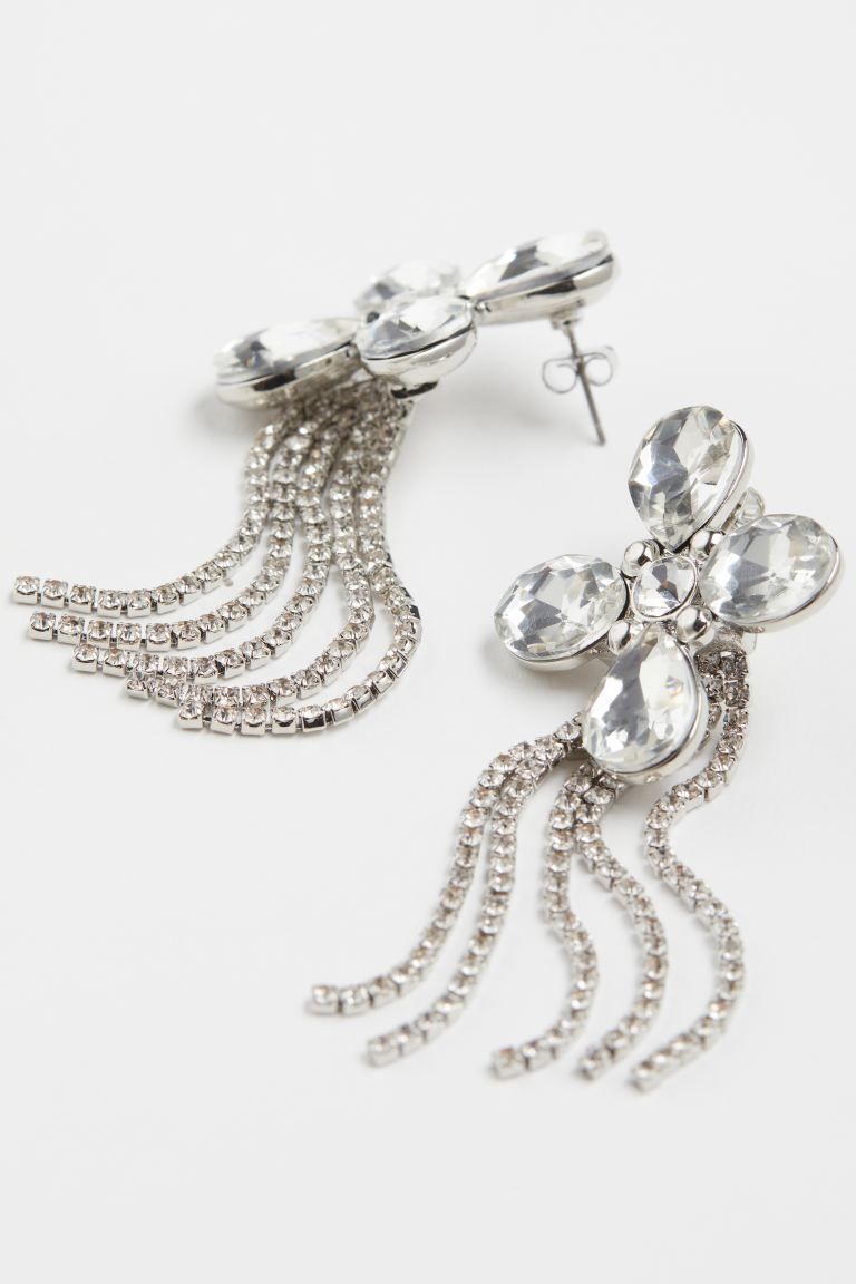 Flower-shaped Rhinestone Earrings | H&M (US)
