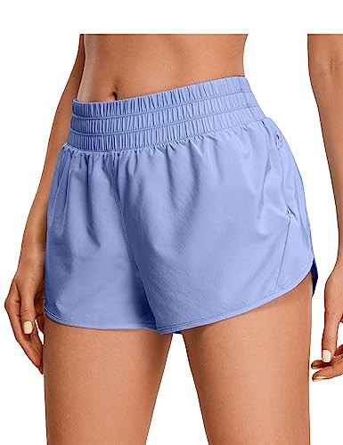 CRZ YOGA High Waisted Running Shorts for Women, 2.5'' Quick Dry Liner Track Gym Athletic Workout Shorts with Zipper Pocket Periwinkle Purple X-Large | Amazon (US)