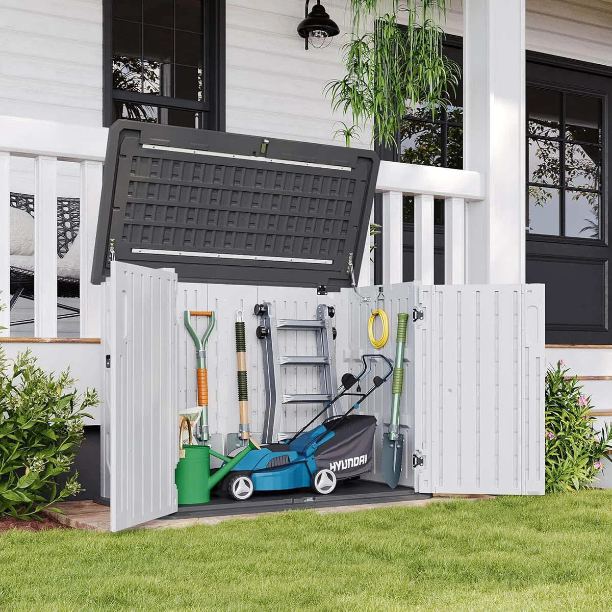 4.4 ft x 2.5 ft 900L Resin Horizontal Waterproof Garbage Shed | Wayfair North America