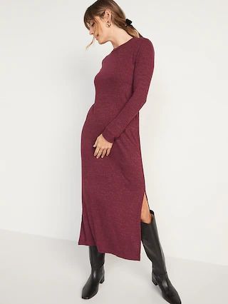 Rib-Knit Long-Sleeve Maxi Shift Dress for Women | Old Navy (US)