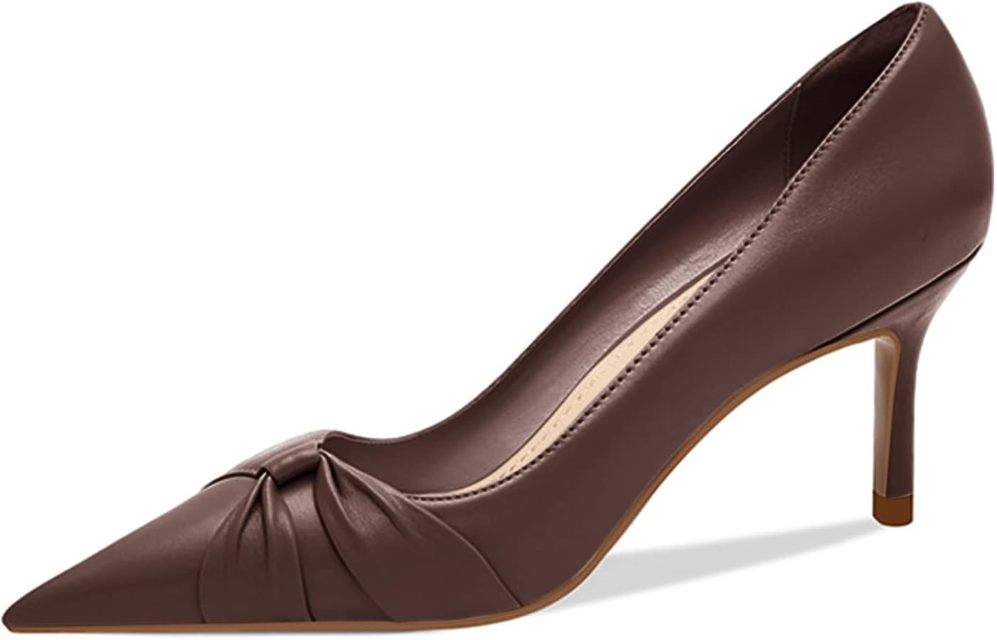 PiePieBuy Womens Pointed Toe Pumps Twist Knot Stiletto Mid Heel Faux Leather Dress Shoes | Amazon (US)